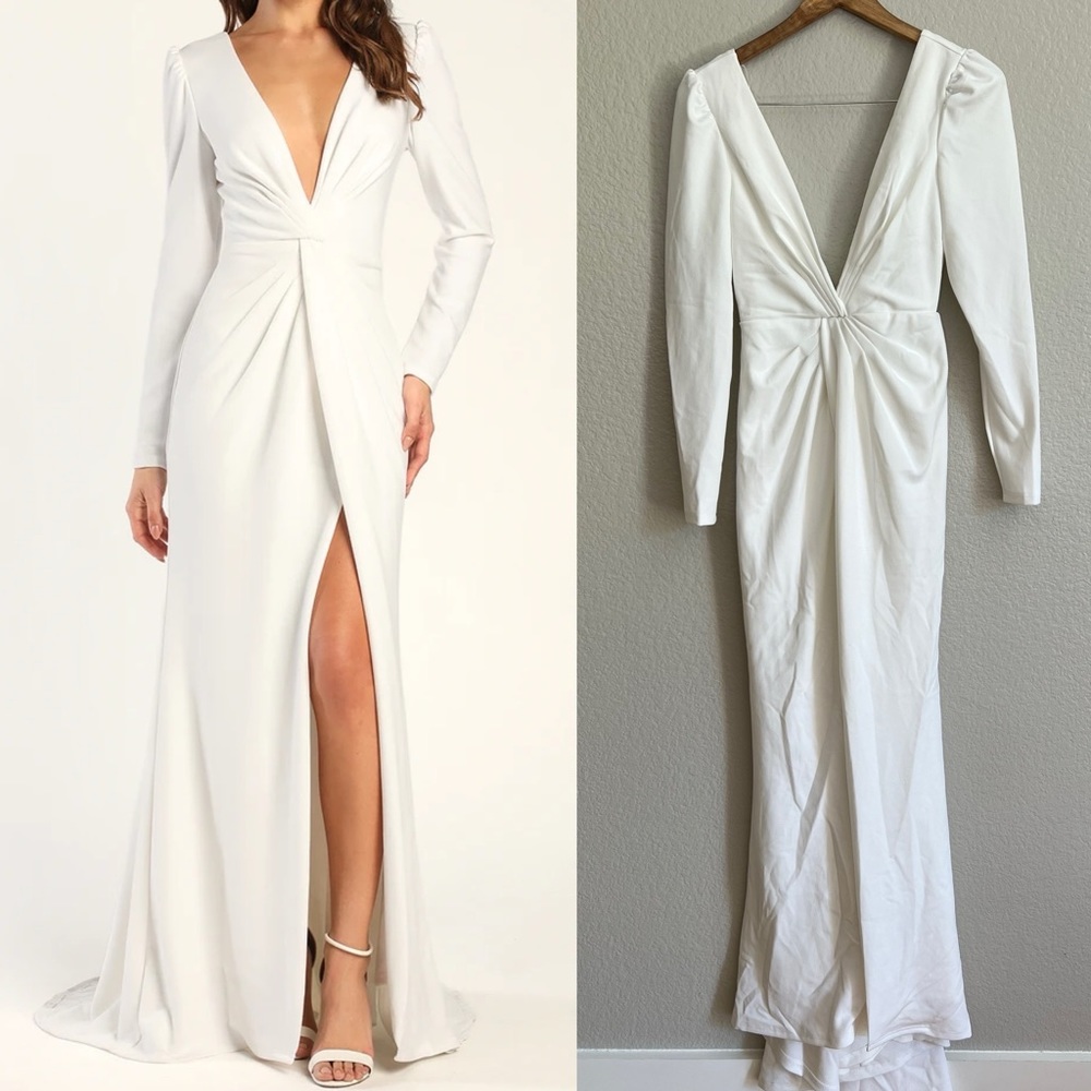 NWOT Stunning Romance White Long Sleeve Mermaid Maxi Dress XS